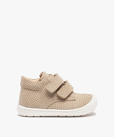 GEMO Baskets premiers pas bébé fille dessus cuir à pois – NA! beige standard