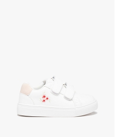 GEMO Baskets bébé fille imprimées fleurs fermeture scratchs blanc standard