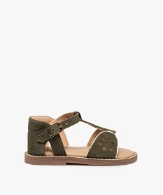 GEMO Sandales bébé fille dessus cuir retourné ajouré – NA! kaki standard