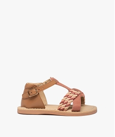 GEMO Sandales bébé fille en cuir à brides tressées – NA! rose standard