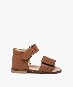 GEMO Sandales bébé fille en cuir à brides scratch ajourées – NA! marron standard