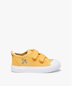 GEMO Baskets bébé garçon en toile unie fermeture scratchs jaune standard