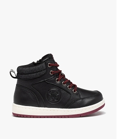 GEMO Baskets garçon mid-cut unies à col en toile noir standard