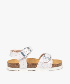 GEMO Sandales fille à brides à boucle fantaisie et semelle liège blanc standard