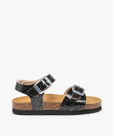 GEMO Sandales fille à brides à boucle fantaisie et semelle liège noir standard