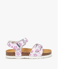 GEMO Sandales fille à brides à boucle fantaisie et semelle liège blanc vif