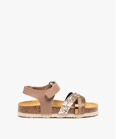 GEMO Sandales fille à motifs et à brides contrastées à paillettes Brun