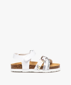GEMO Sandales fille à motifs et à brides contrastées à paillettes blanc standard