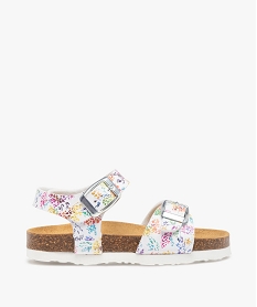 GEMO Sandales fille à brides à boucle fantaisie et semelle liège blanc chine