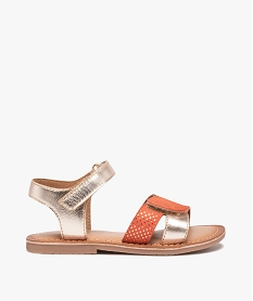 GEMO Sandales fille à brides scratch dessus cuir métallisé gold