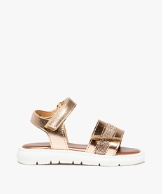 GEMO Sandales fille brides ajustables métallisées et à strass gold