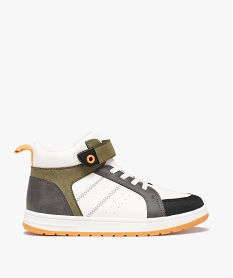 GEMO Baskets garçon mid-cut à lacets élastiques et scratch blanc standard