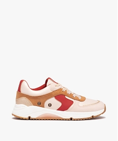 GEMO Baskets fille à lacets élastiques et finitions pailletées Orange