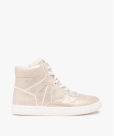 GEMO Baskets fille mid-cut métallisées à lacets élastiques dore