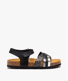 GEMO Sandales fille à brides croisées irisées et à paillettes noir standard