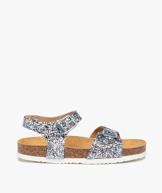 GEMO Sandales fille à semelle liège et larges brides à boucle Gris