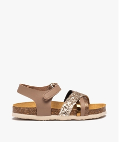 GEMO Sandales fille à brides croisées irisées et à paillettes Brun