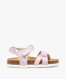 GEMO Sandales fille à semelle liège et brides scratch licorne rose standard