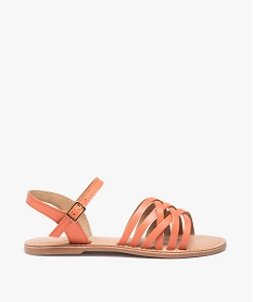 GEMO Sandales fille à fines lanières en cuir uni orange standard