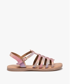 GEMO Sandales fille à brides multiples en cuir reflets irisés rose standard