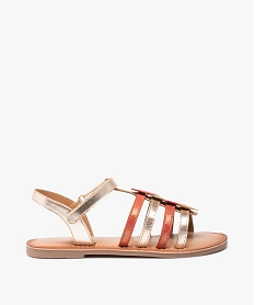 GEMO Sandales fille à brides multiples en cuir métallisé gold