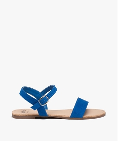 GEMO Sandales fille à brides droites en suédine unie bleu standard