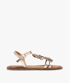 GEMO Sandales fille dessus cuir à franges métallisées – Tanéo gold