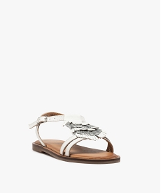 sandales fille dessus cuir a franges metallisees – taneo blancI115001_2