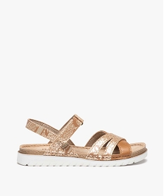 GEMO Sandales fille avec brides à imprimé irisé imitation crocodile Brun