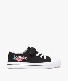 GEMO Baskets fille en toile à bout renforcé fermeture lacet et scratch noir standard