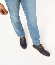 GEMO Derbies homme style casual à semelle contrastée bleu chine