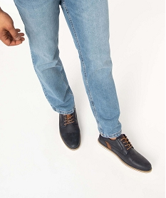 GEMO Derbies homme style casual à semelle contrastée Bleu