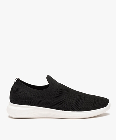 GEMO Baskets homme style chaussettes en maille unie noir vif
