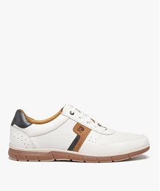 GEMO Baskets homme dessus en cuir uni – Pierre Cardin blanc chine