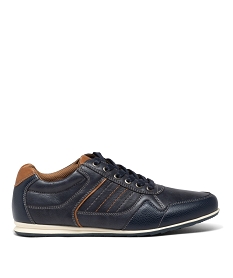 GEMO Baskets homme citadines à surpiqûres contrastées bleu chine