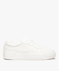 GEMO Baskets homme unies à tige basse et à lacets blanc chine