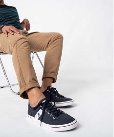 GEMO Baskets homme en toile unie à lacets – US Polo Assn bleu chine