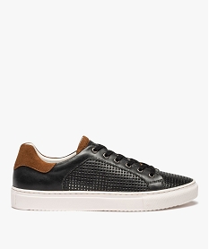 GEMO Baskets homme dessus cuir souple et aéré – Tanéo noir standard