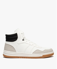 GEMO Baskets homme semi-montantes à lacets style rétro Blanc