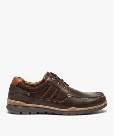 GEMO Chaussures bateau confort dessus uni fermeture lacets marron standard