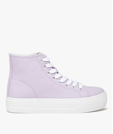 GEMO Baskets femme mid-cut en toile à semelle plateforme Violet