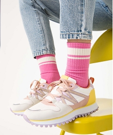GEMO Baskets femme running multicolores à semelle crantée violet standard