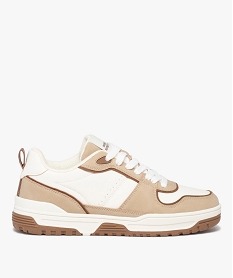 GEMO Baskets femme colorées à lacets style retro 90 marron standard