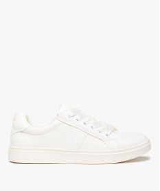 GEMO Baskets femme unies à lacets en ruban satin blanc standard