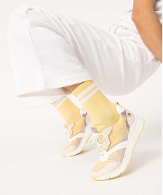 GEMO Baskets femme multicolores style retro running jaune standard