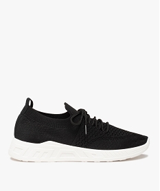 GEMO Baskets femme en maille unie avec lacets noir standard