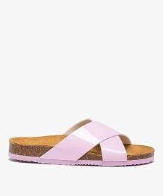 GEMO Mules femme à talon plat et larges brides croisées violet standard