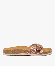GEMO Mules femme à bride à boucle imprimée fleurs marron standard