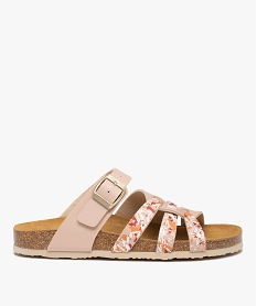 GEMO Mules femme à brides multiples et semelle liège rose standard