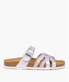 GEMO Mules femme plates à brides métallisées et pailletées violet standard
